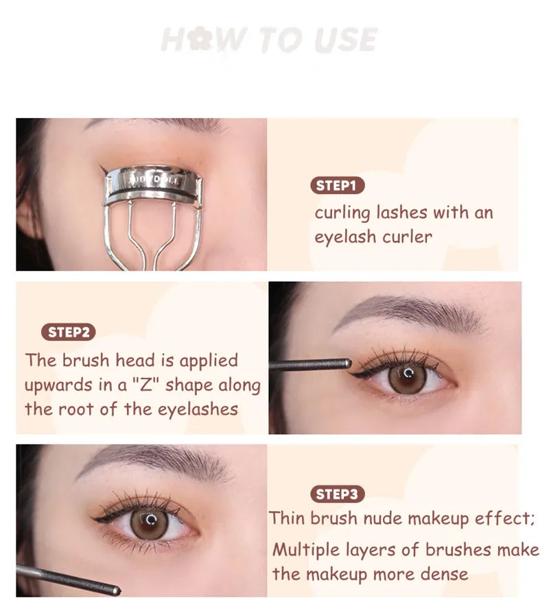 Judydoll Small Steel Tube Lash Mascara Lengthening Curling Thick Natural Quick Dry Waterproof Non-Smudge Big Eyes Makeup Gel